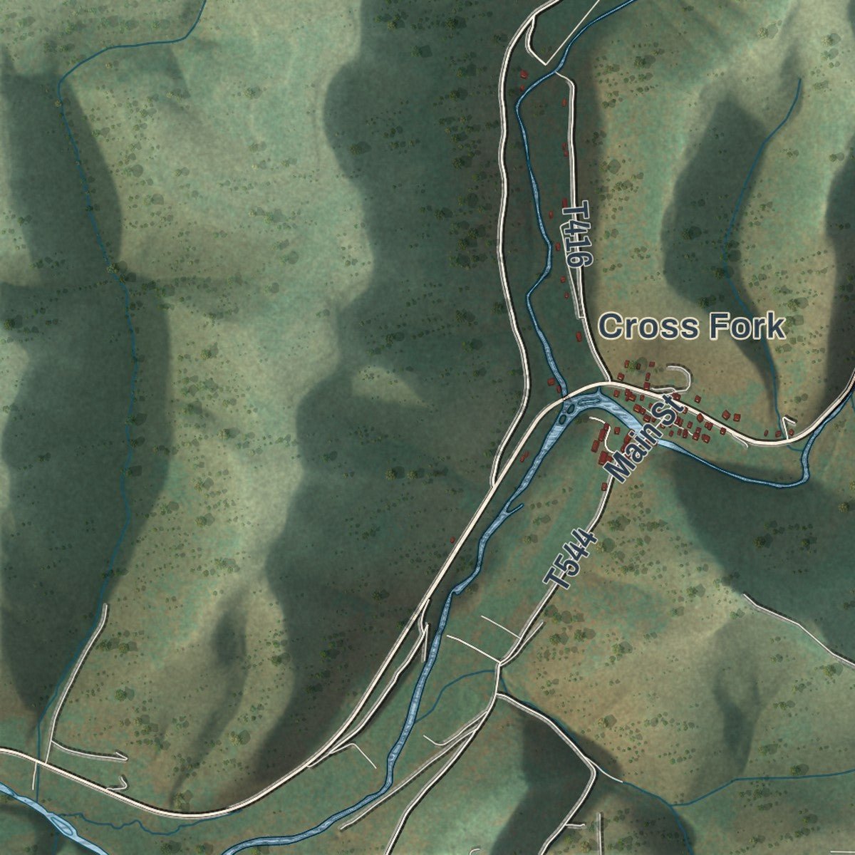 Close-up of the map of Stewardson, Pennsylvania print showing street and building detail