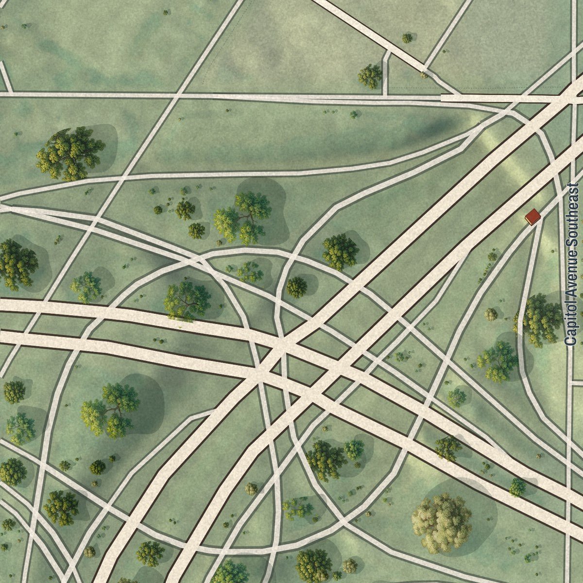 Close-up of the map of Capitol Gateway, Georgia print showing street and building detail