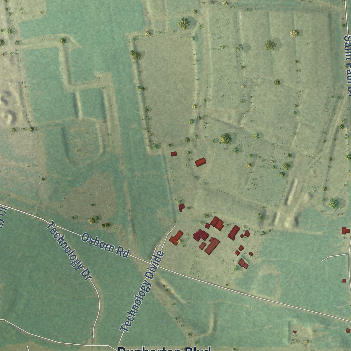 Close-up of the map of Snelling, South Carolina print showing street and building detail