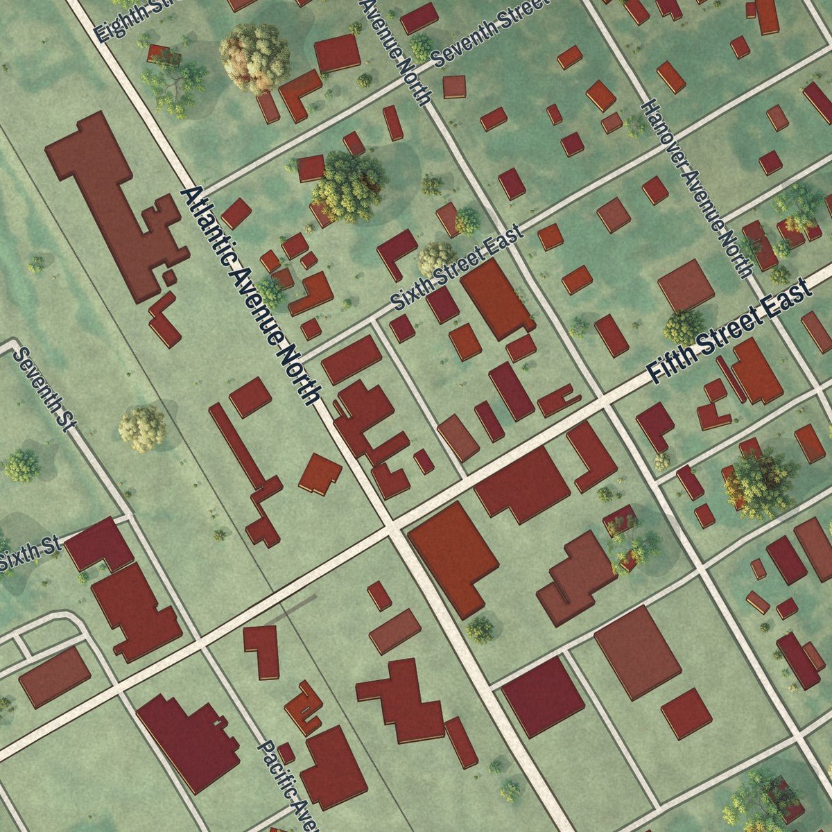Close-up of the map of Herman, Minnesota print showing street and building detail