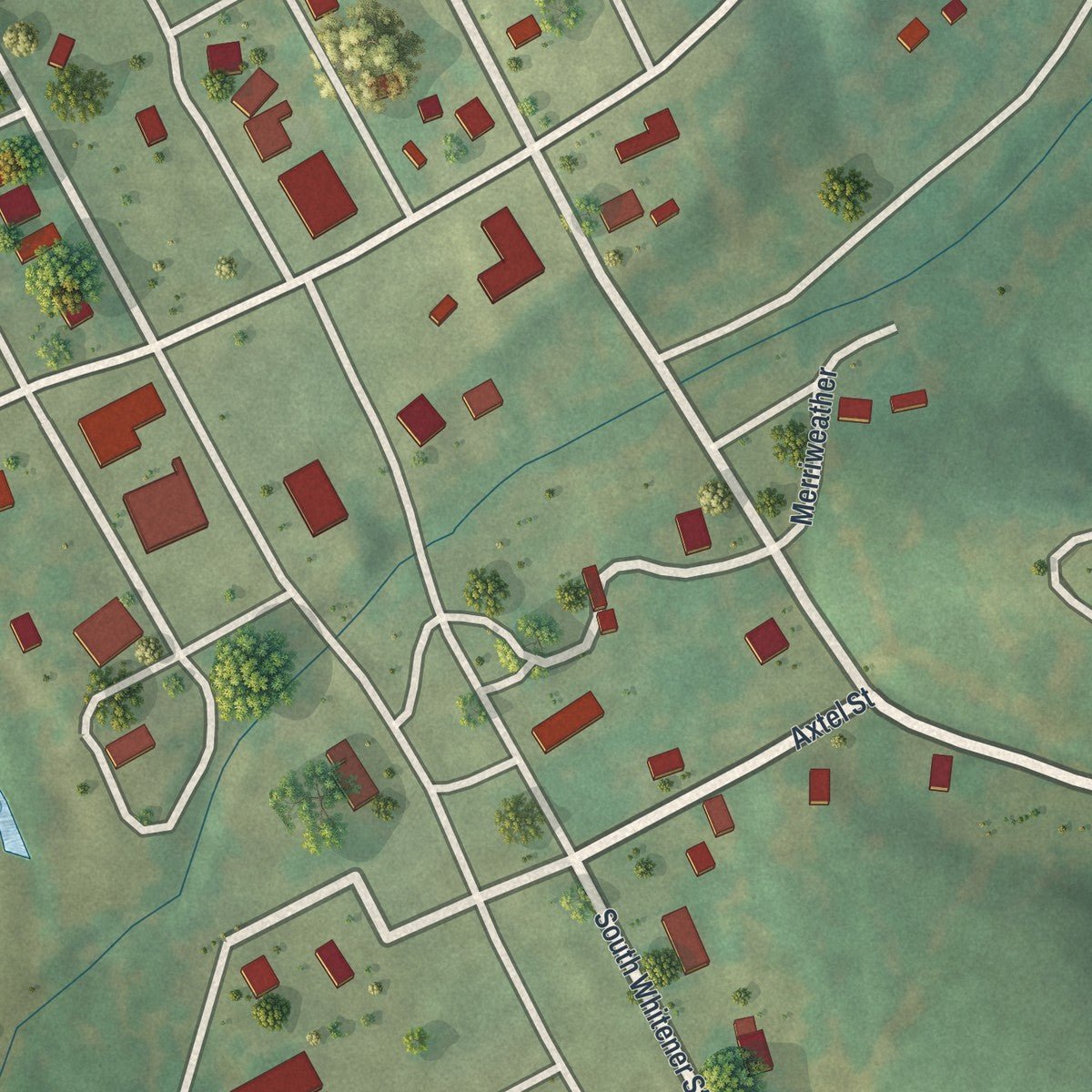 Close-up of the map of Marquand, Missouri print showing street and building detail