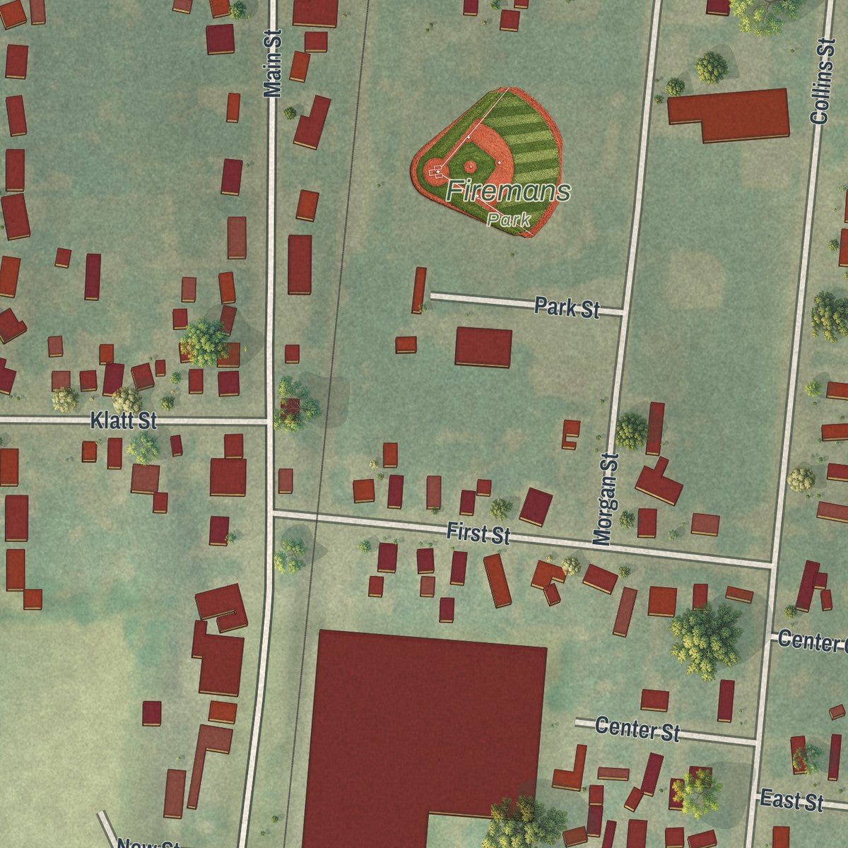 Close-up of the map of Clyman, Wisconsin print showing street and building detail
