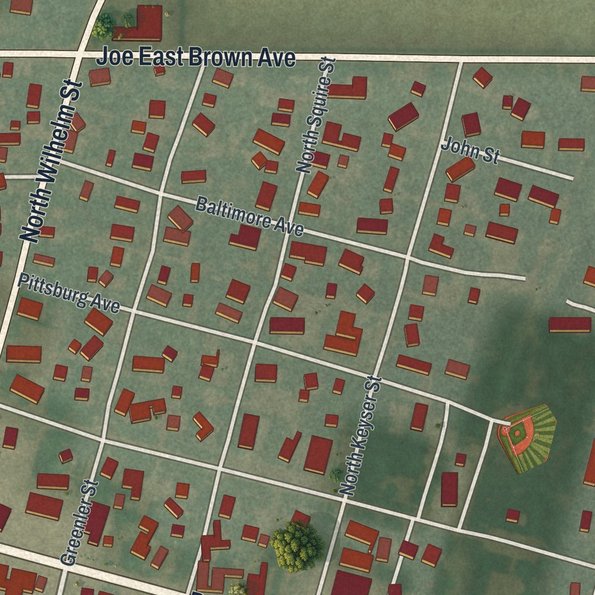 Close-up of the map of Holgate, Ohio print showing street and building detail