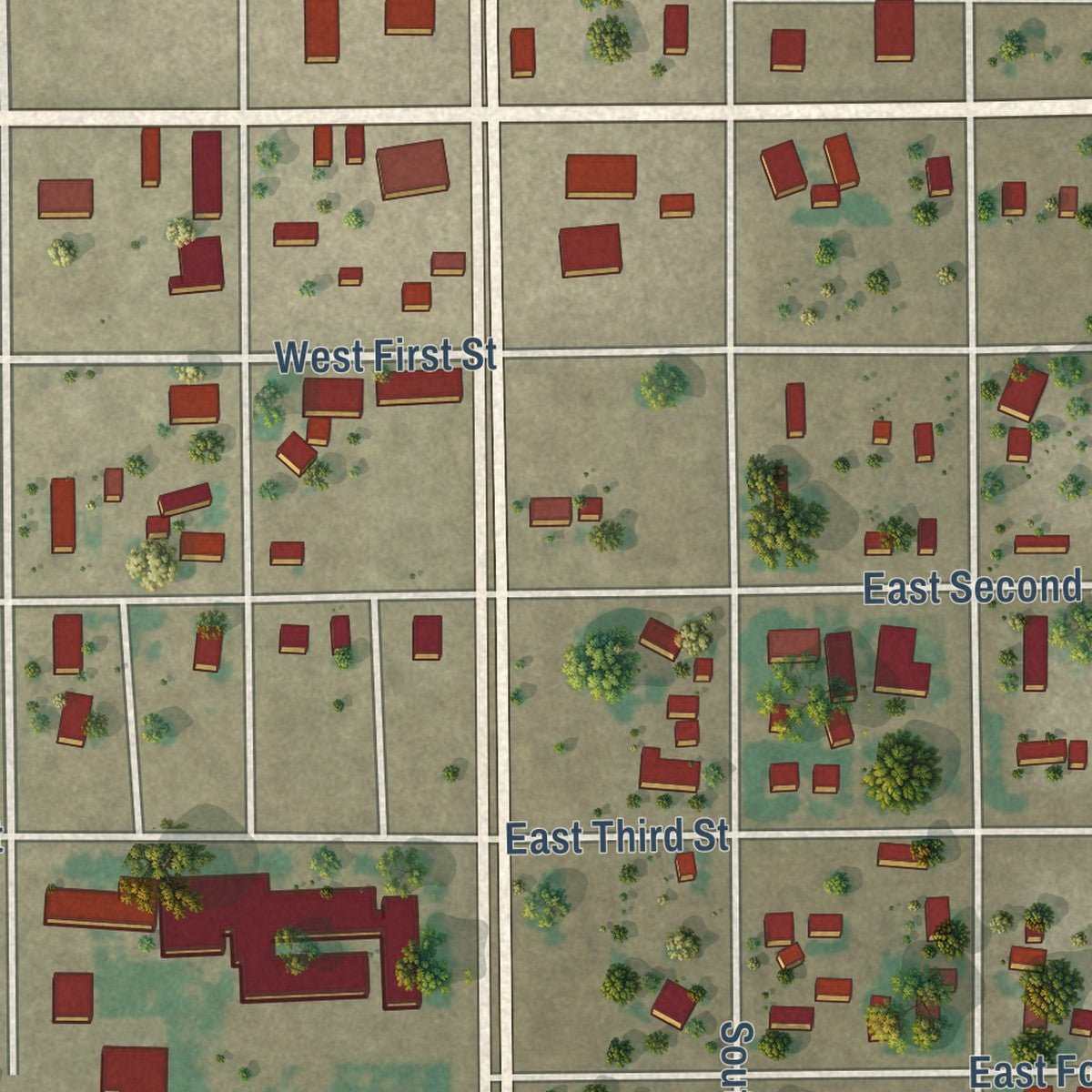 Close-up of the map of Tatum, New Mexico print showing street and building detail