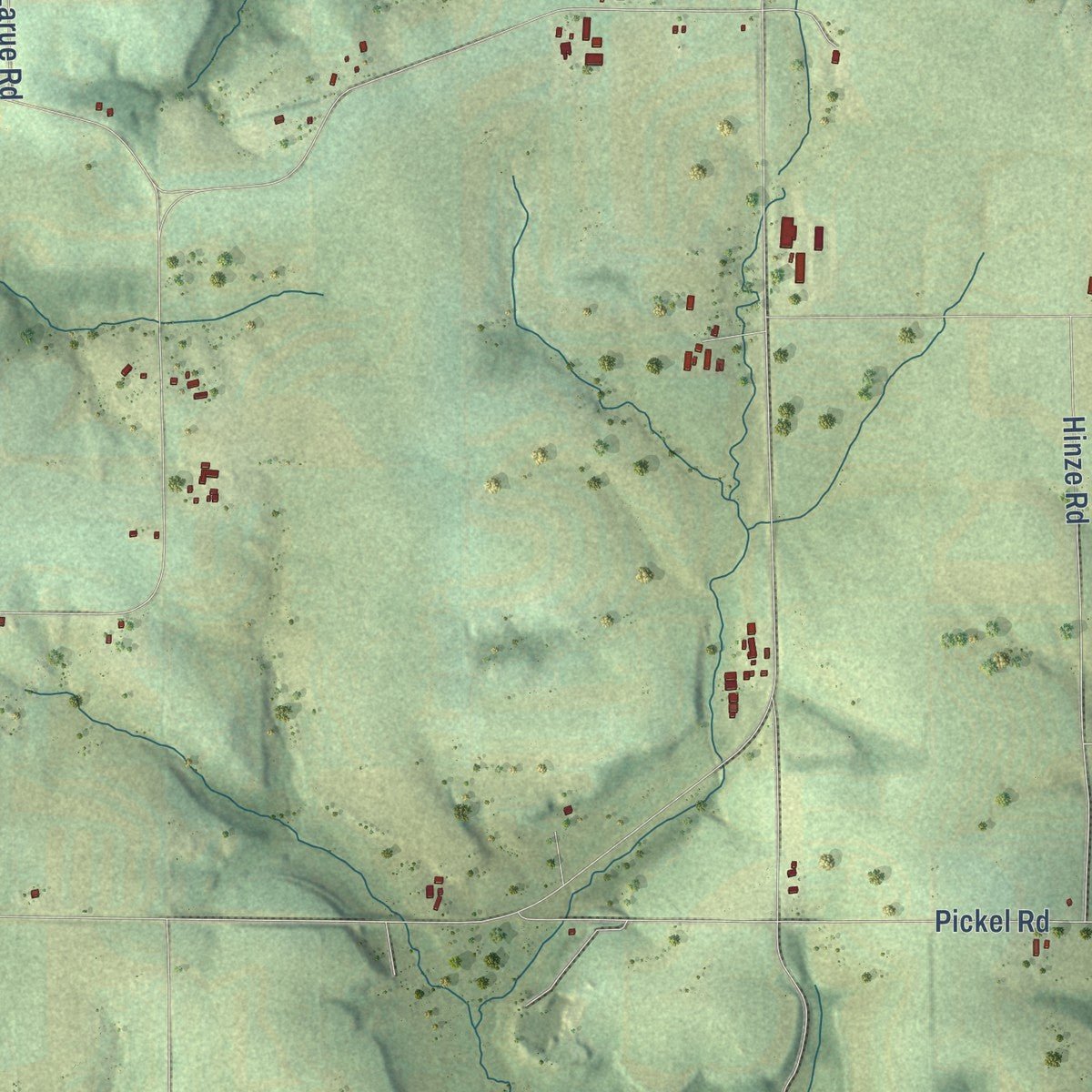 Close-up of the map of the Town of Ironton, Wisconsin print showing street and building detail
