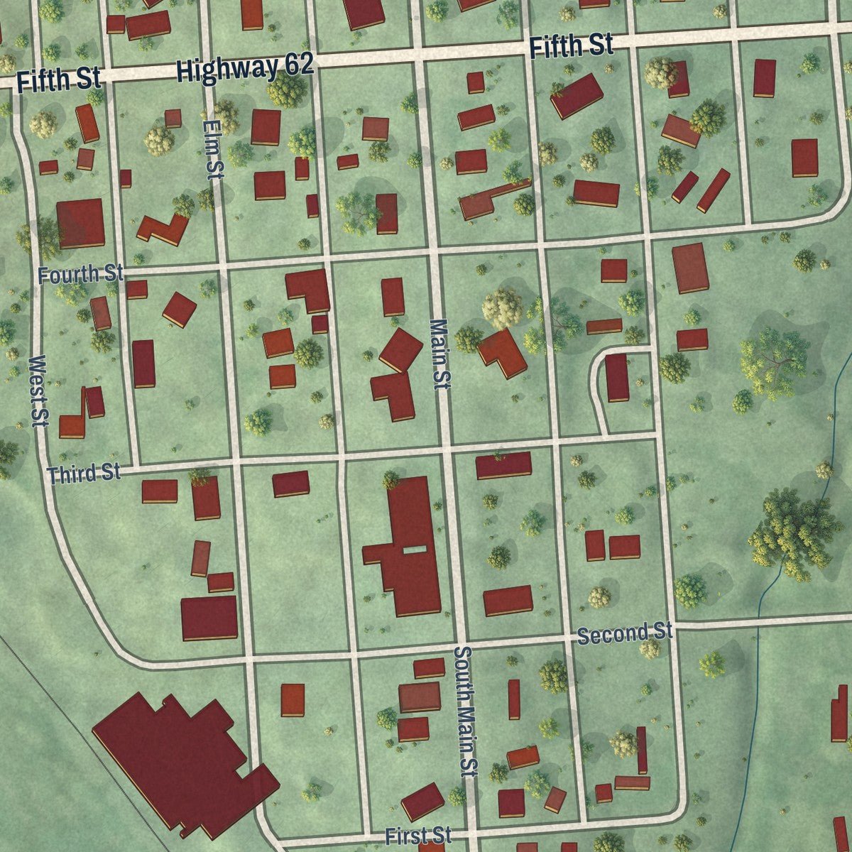 Close-up of the map of Stella, Nebraska print showing street and building detail