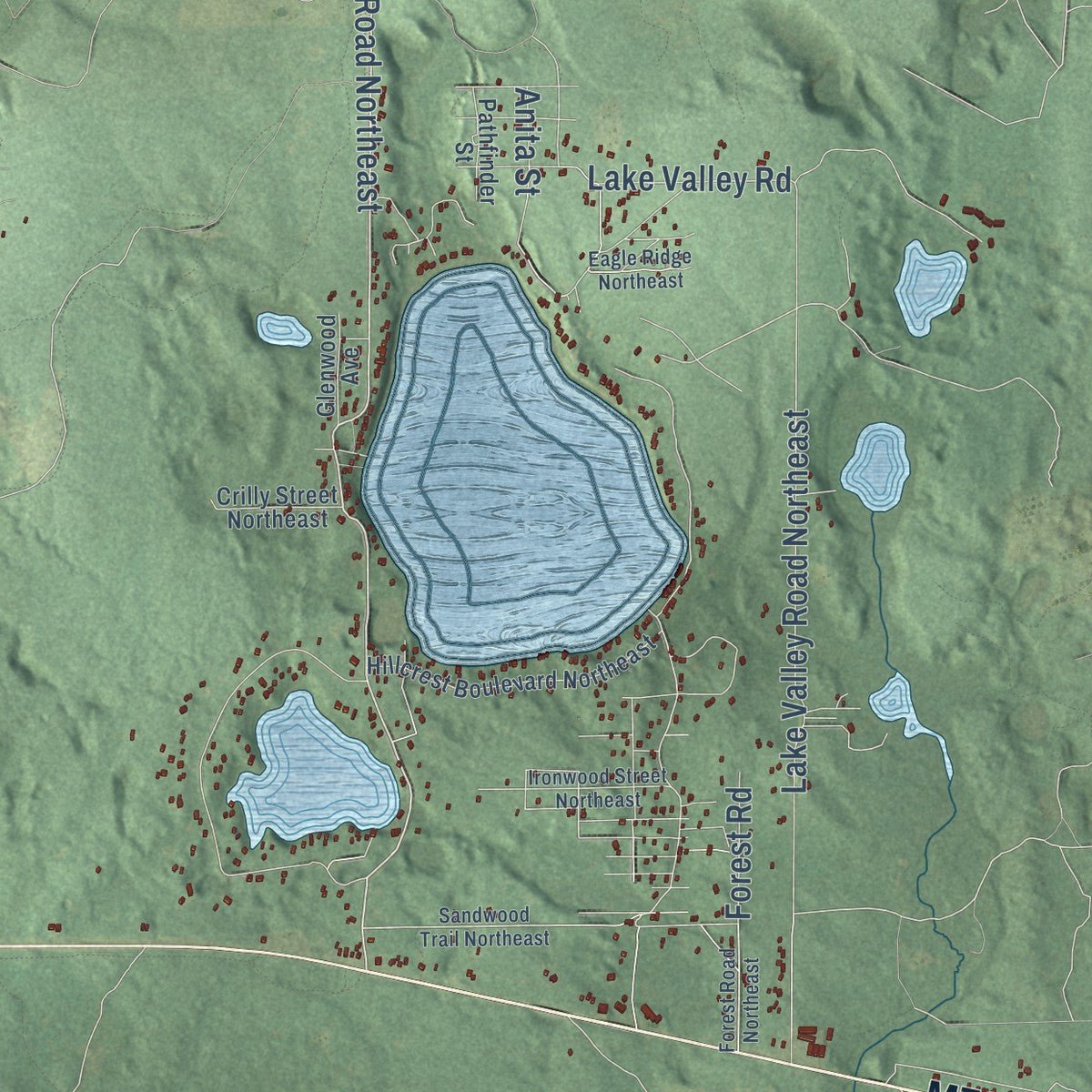 Close-up of the map of Bear Lake, Kalkaska County, Michigan print showing street and building detail