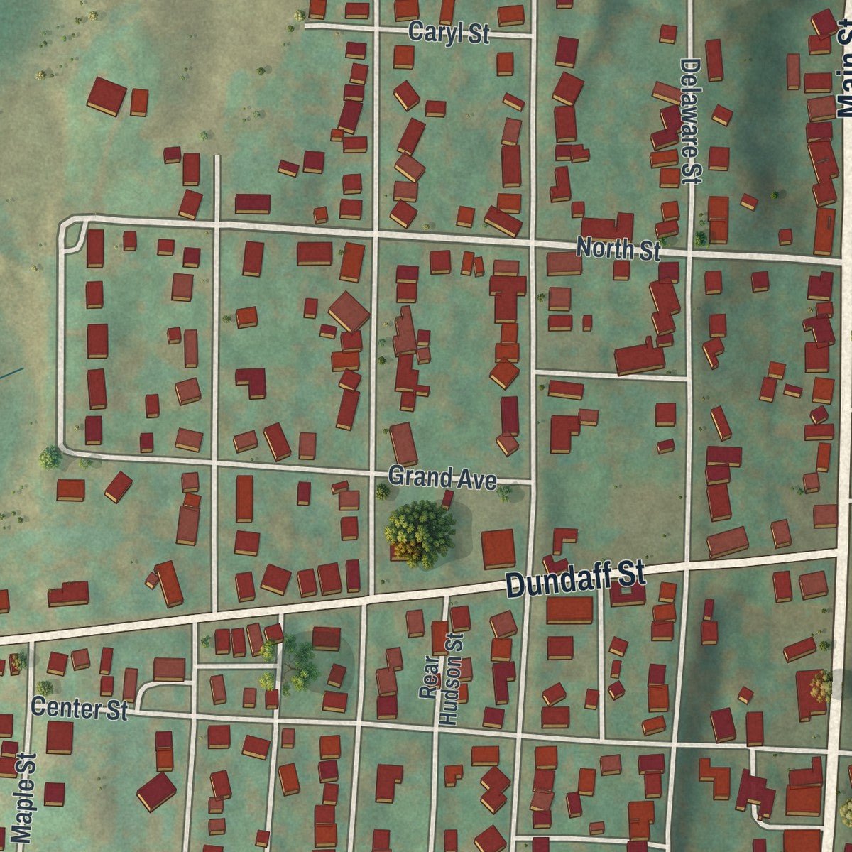 Close-up of the map of Forest City, Pennsylvania print showing street and building detail