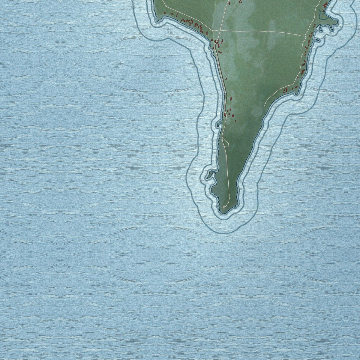 Close-up of the map of Bay de Noc, Michigan print showing street and building detail
