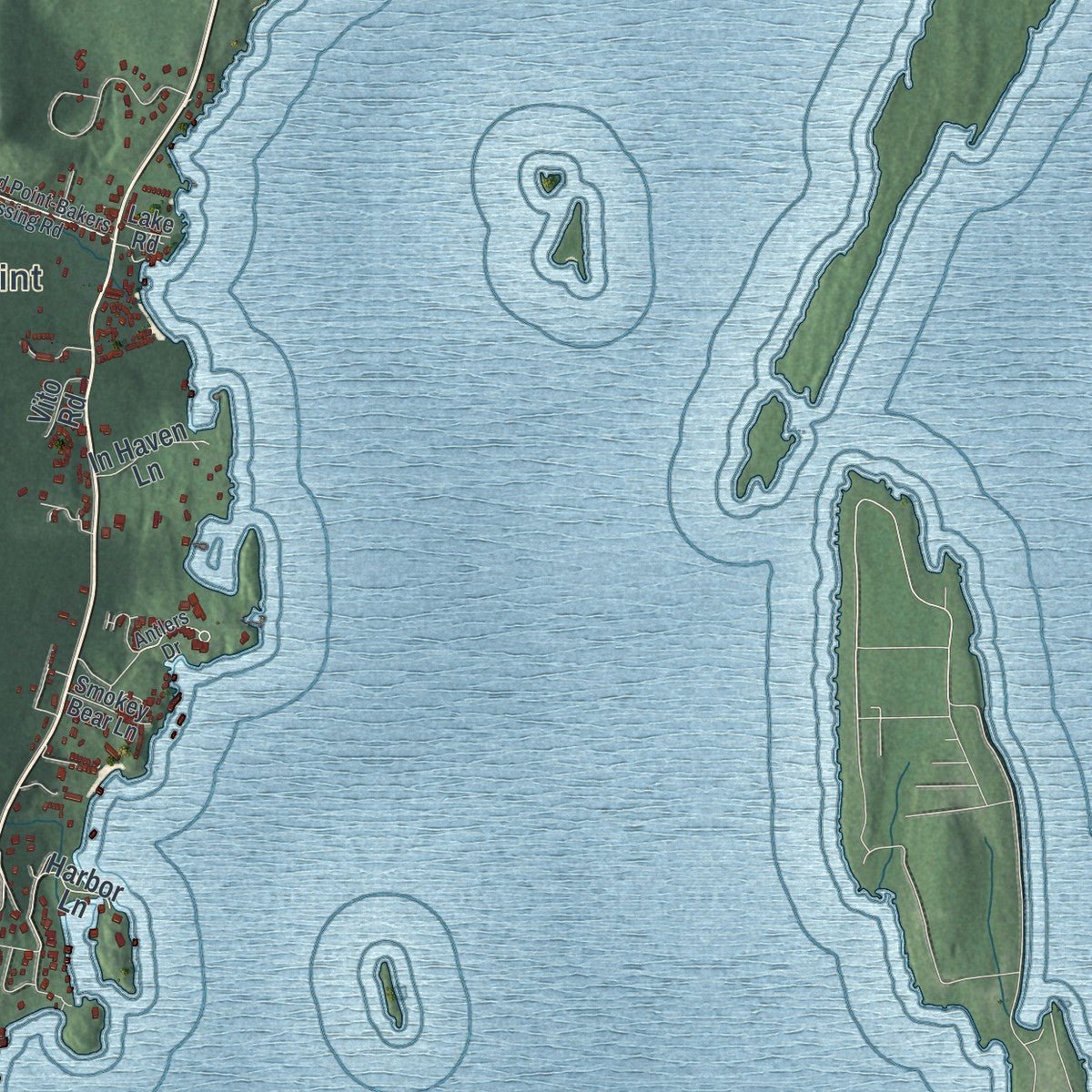 Close-up of the map of the Town of Lake George, New York print showing street and building detail
