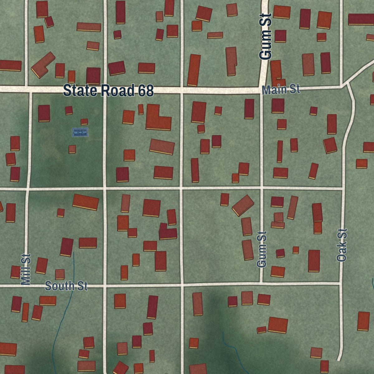 Close-up of the map of Cynthiana, Indiana print showing street and building detail