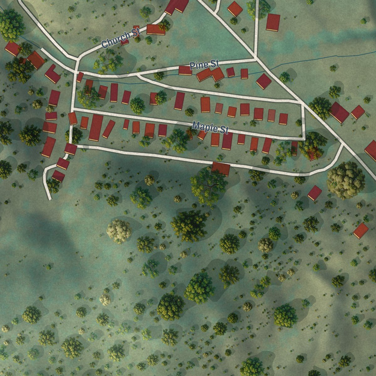 Close-up of the map of Cokedale, Colorado print showing street and building detail
