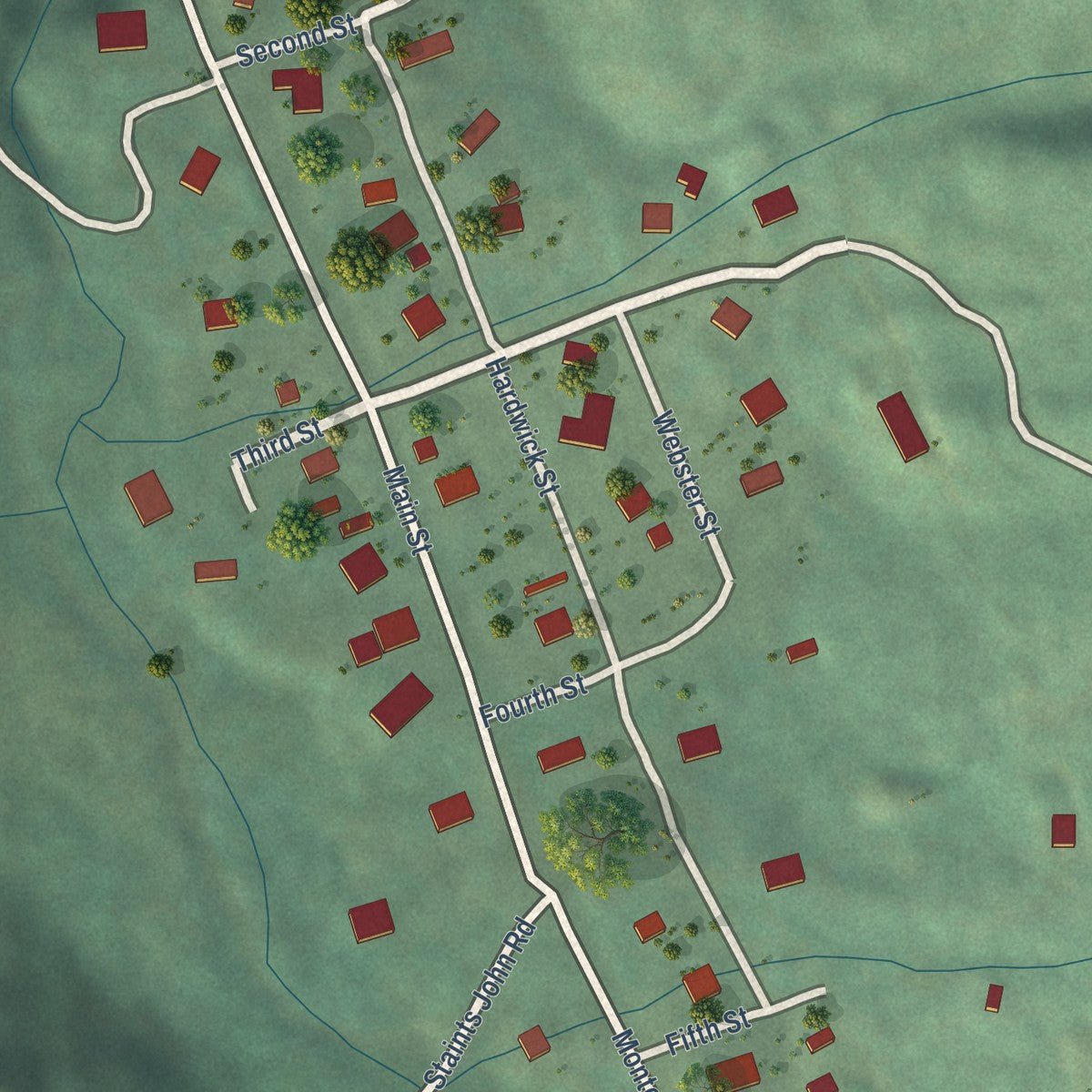 Close-up of the map of Montezuma, Colorado print showing street and building detail