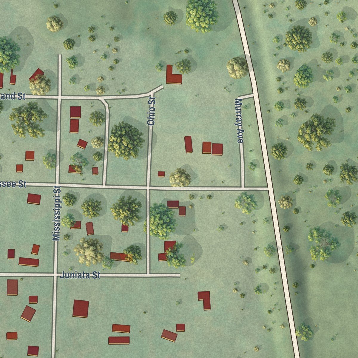 Close-up of the map of Wellfleet, Nebraska print showing street and building detail