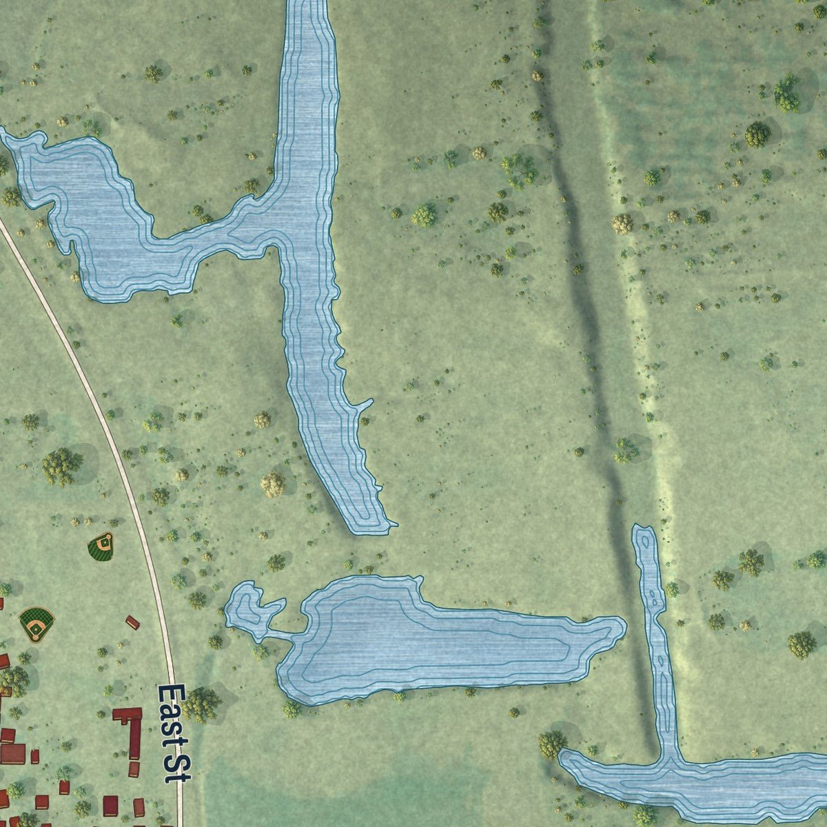 Close-up of the map of Fairview, Illinois print showing street and building detail