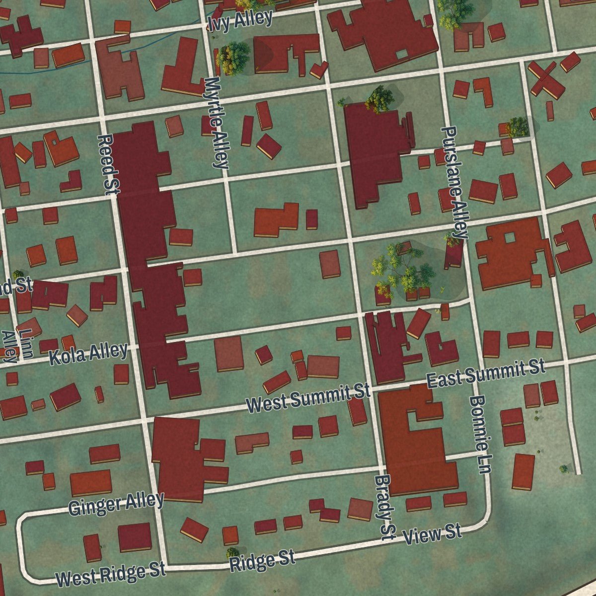 Close-up of the map of Avis, Pennsylvania print showing street and building detail
