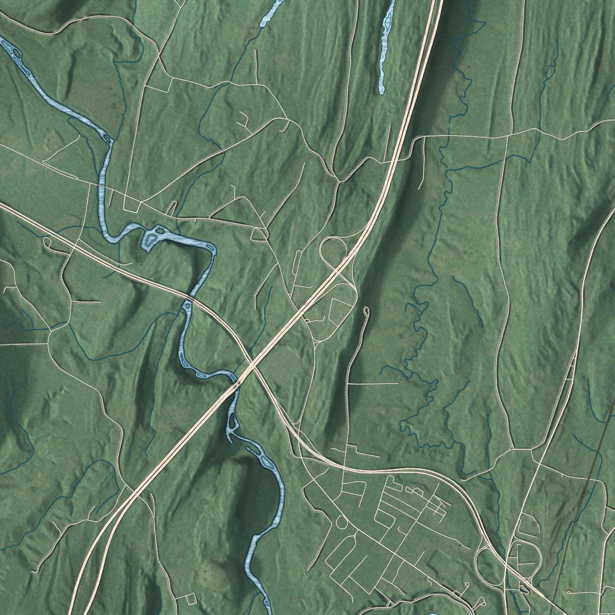 Close-up of the map of Cairo, New York print showing street and building detail