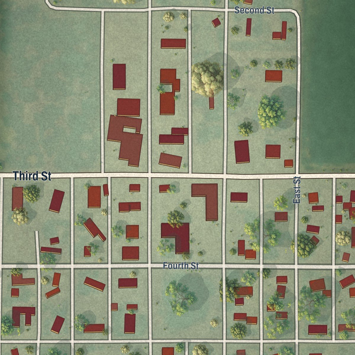 Close-up of the map of Stapleton, Nebraska print showing street and building detail