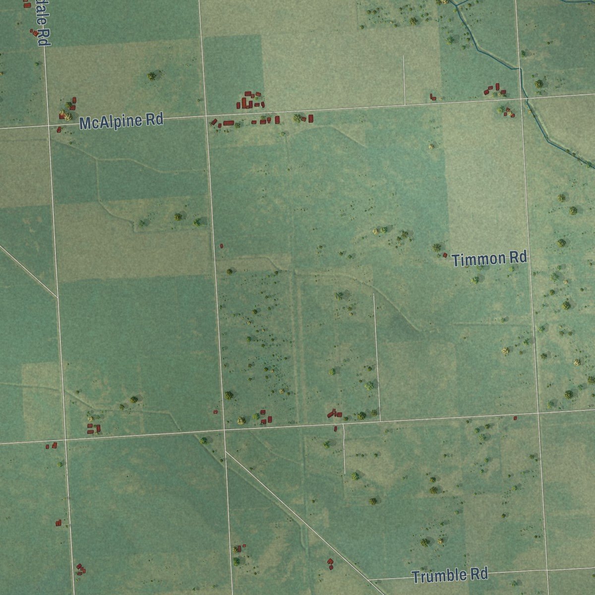Close-up of the map of Brookfield, Huron County, Michigan print showing street and building detail