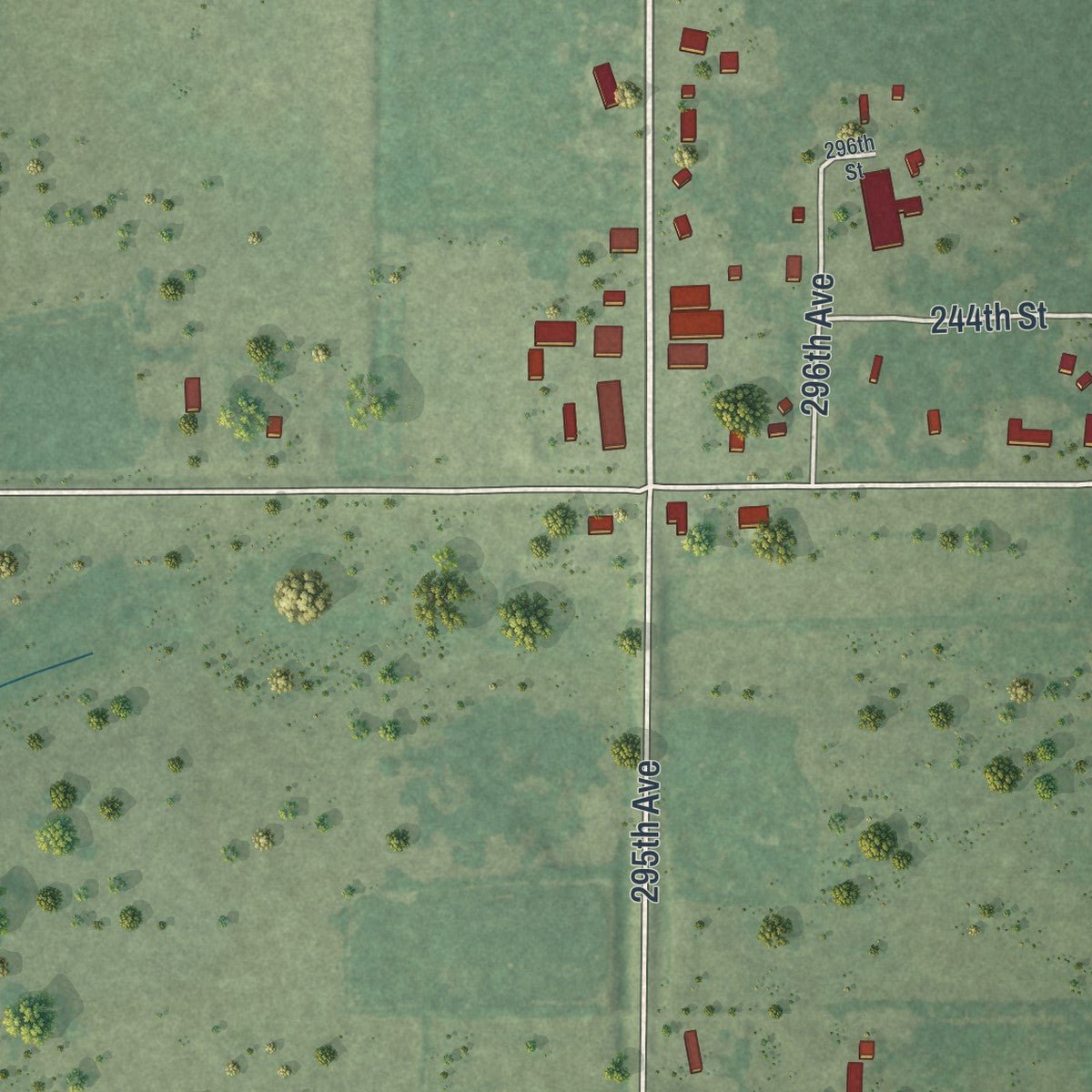 Close-up of the map of Harding, Minnesota print showing street and building detail