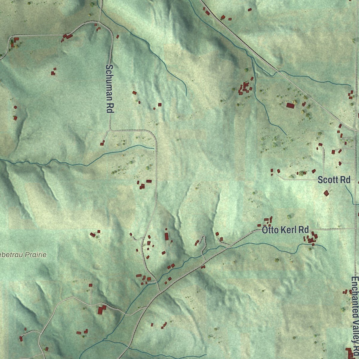 Close-up of the map of Berry, Wisconsin print showing street and building detail