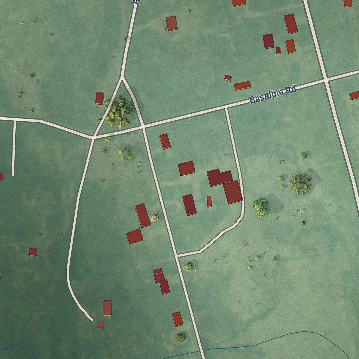 Close-up of the map of Phillips, Oklahoma print showing street and building detail