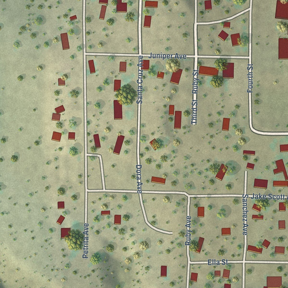 Close-up of the map of Reserve, New Mexico print showing street and building detail