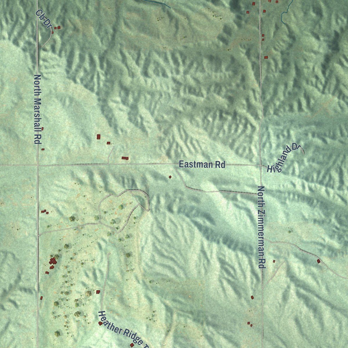 Close-up of the map of Homestead, Michigan print showing street and building detail