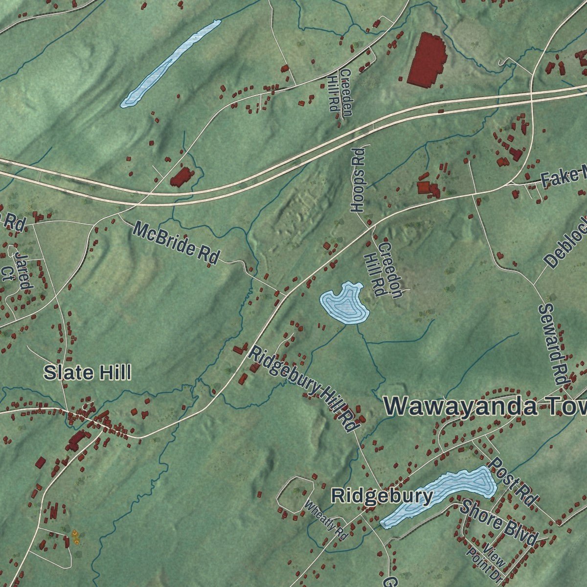 Close-up of the map of Wawayanda, New York print showing street and building detail
