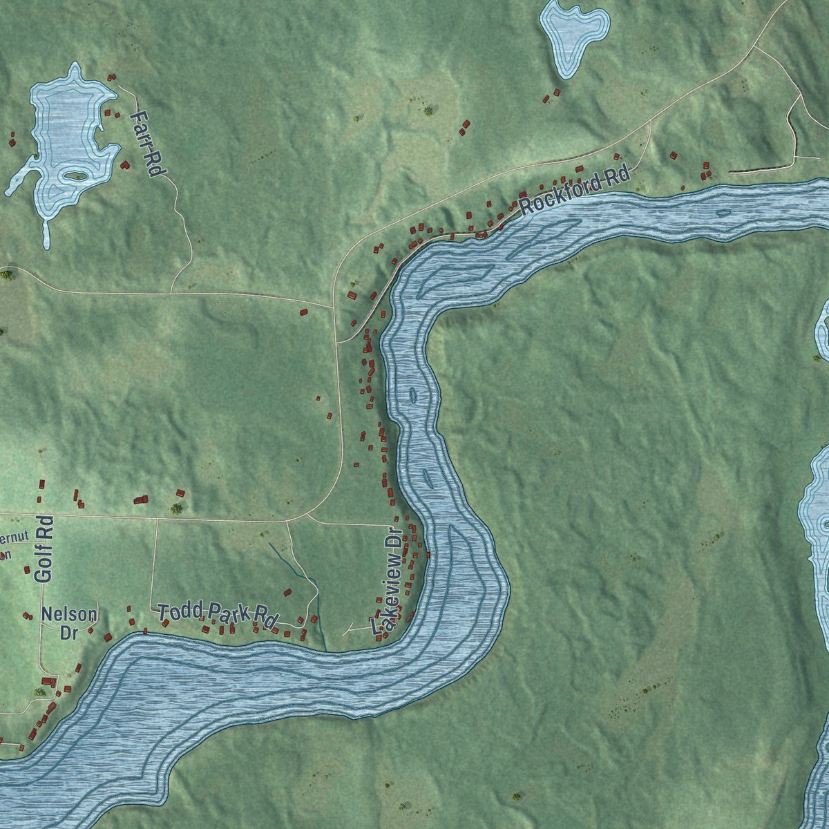 Close-up of the map of Madge, Wisconsin print showing street and building detail