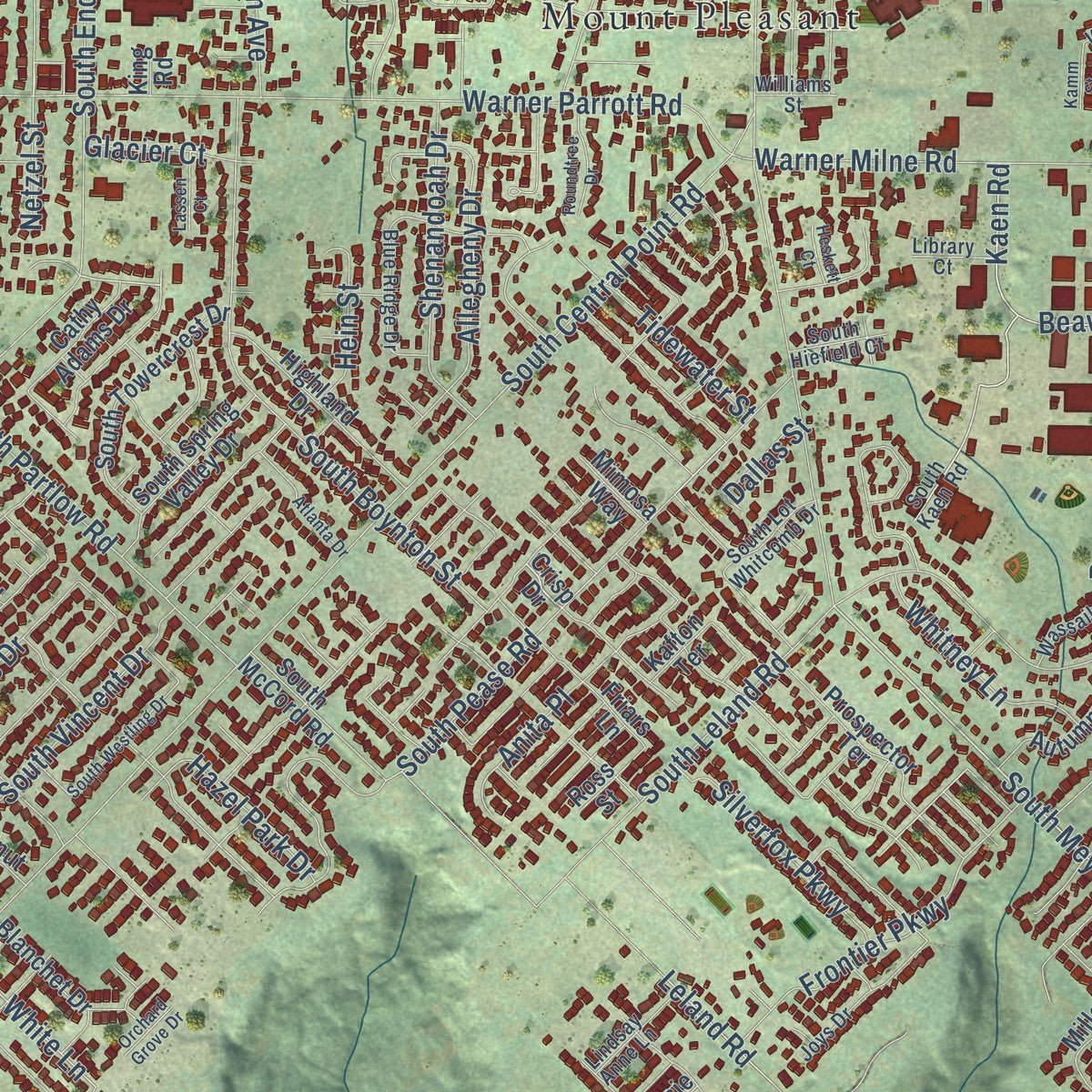 Close-up of the map of Oregon City, Oregon print showing street and building detail