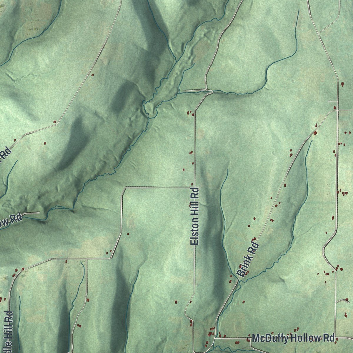 Close-up of the map of Van Etten, New York print showing street and building detail