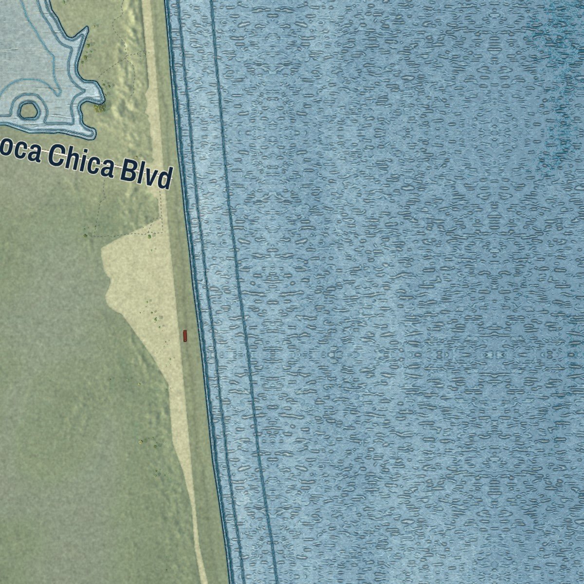 Close-up of the map of Starbase, Texas print showing street and building detail