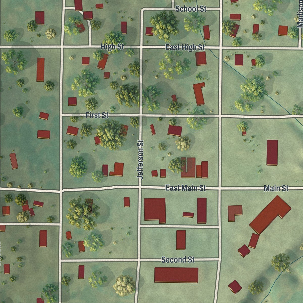 Close-up of the map of Westboro, Missouri print showing street and building detail