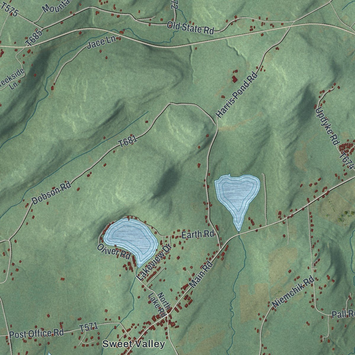 Close-up of the map of Ross, Luzerne County, Pennsylvania print showing street and building detail