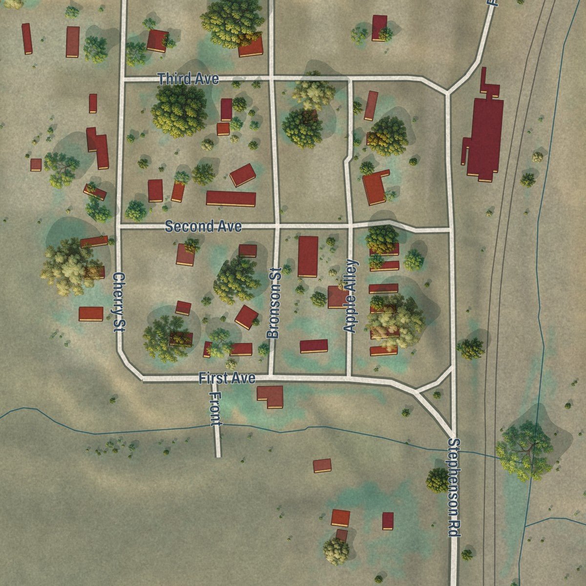 Close-up of the map of Hatton, Washington print showing street and building detail
