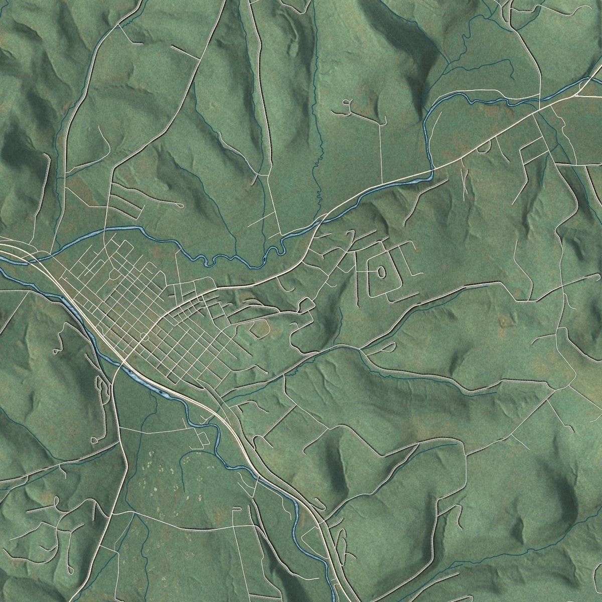 Close-up of the map of Cook, Pennsylvania print showing street and building detail