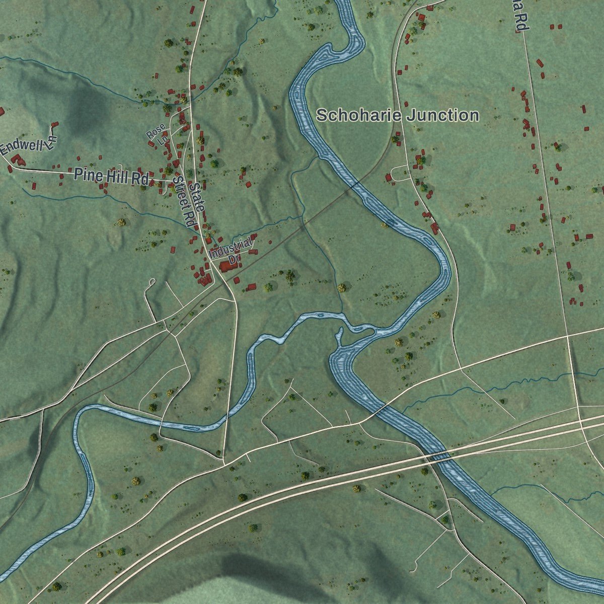 Close-up of the map of Esperance, New York print showing street and building detail