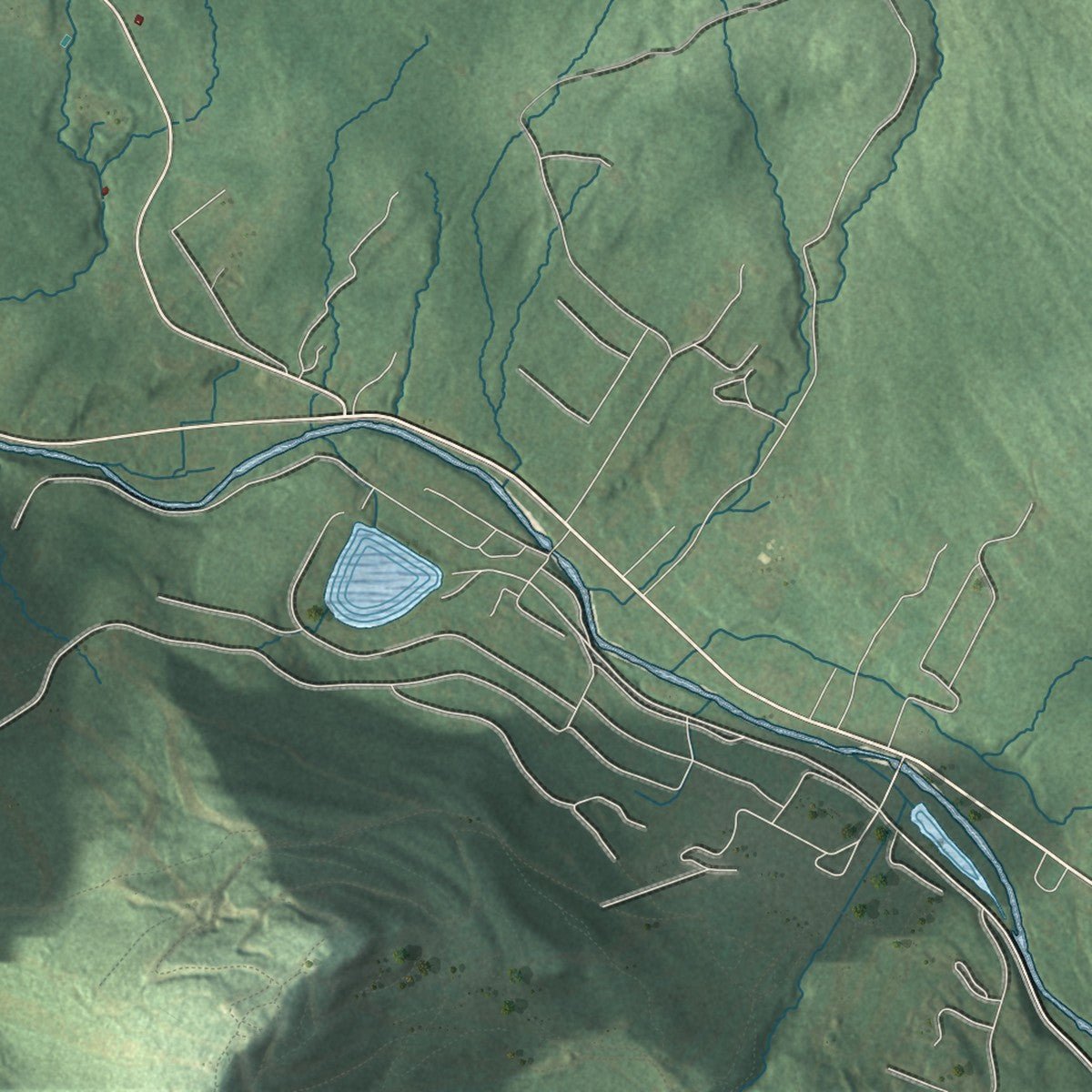 Close-up of the map of Jewett, New York print showing street and building detail