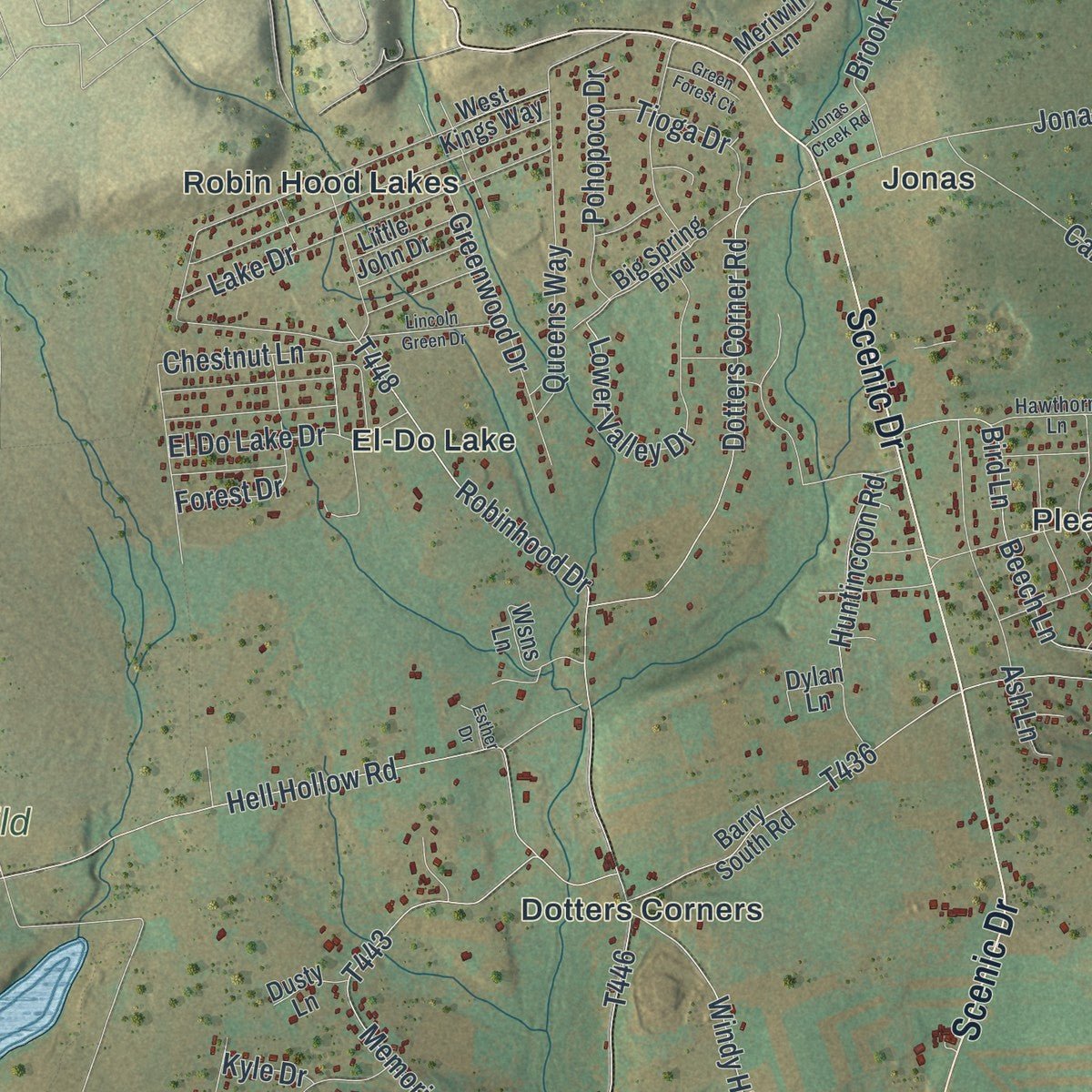 Close-up of the map of Polk, Monroe County, Pennsylvania print showing street and building detail