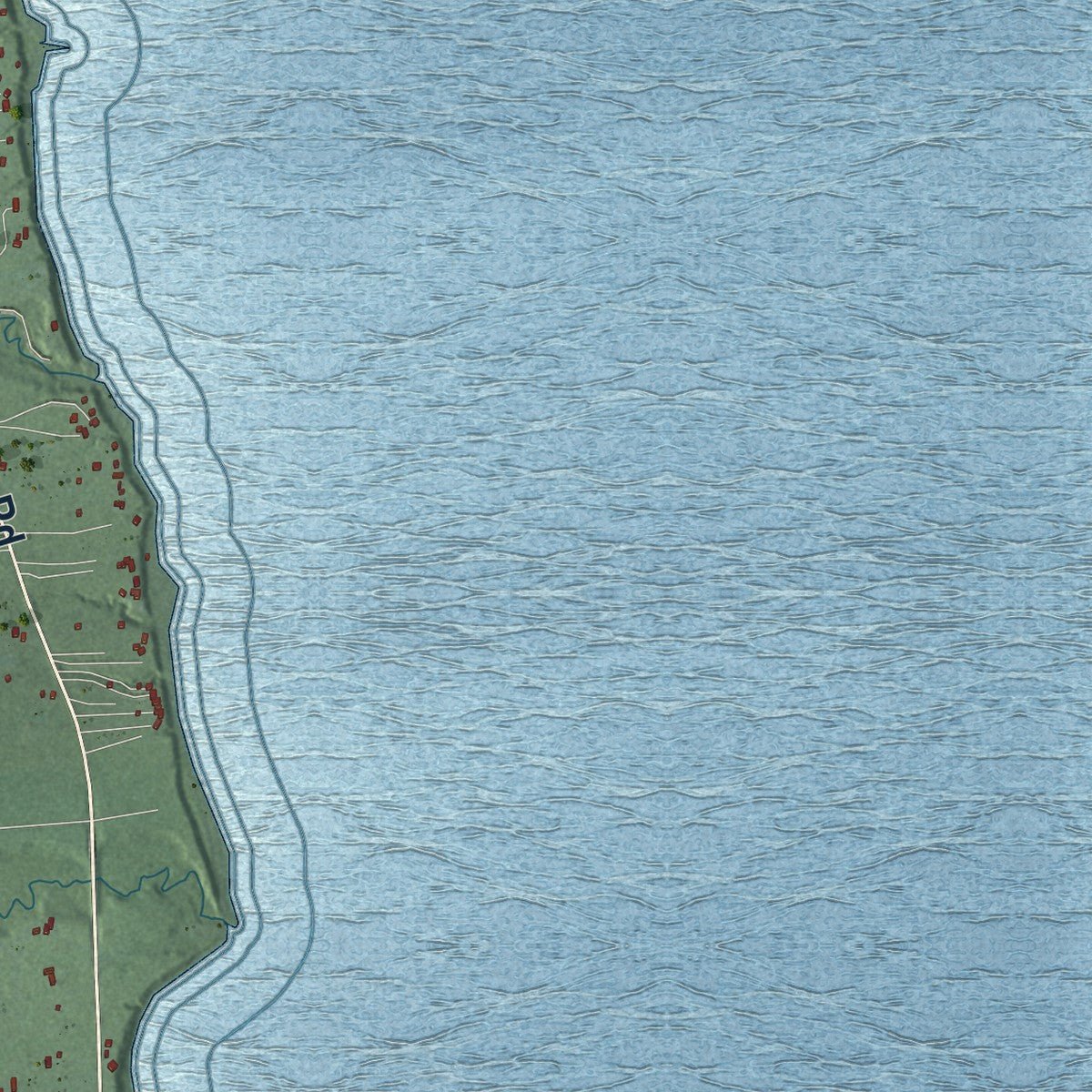 Close-up of the map of Delaware, Michigan print showing street and building detail