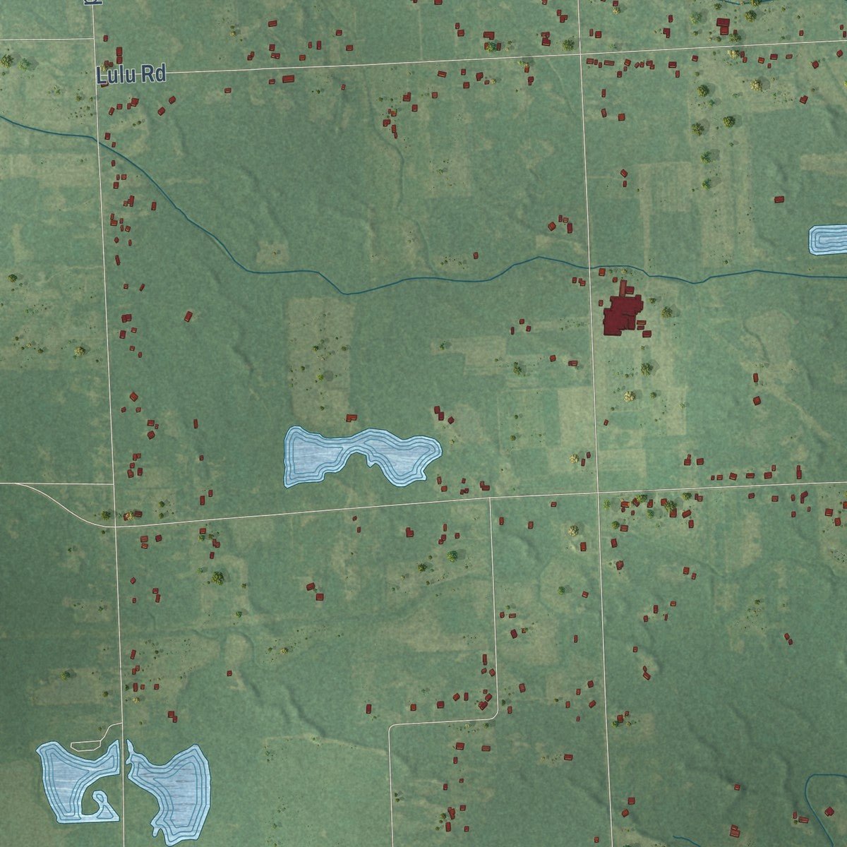 Close-up of the map of Ida, Michigan print showing street and building detail