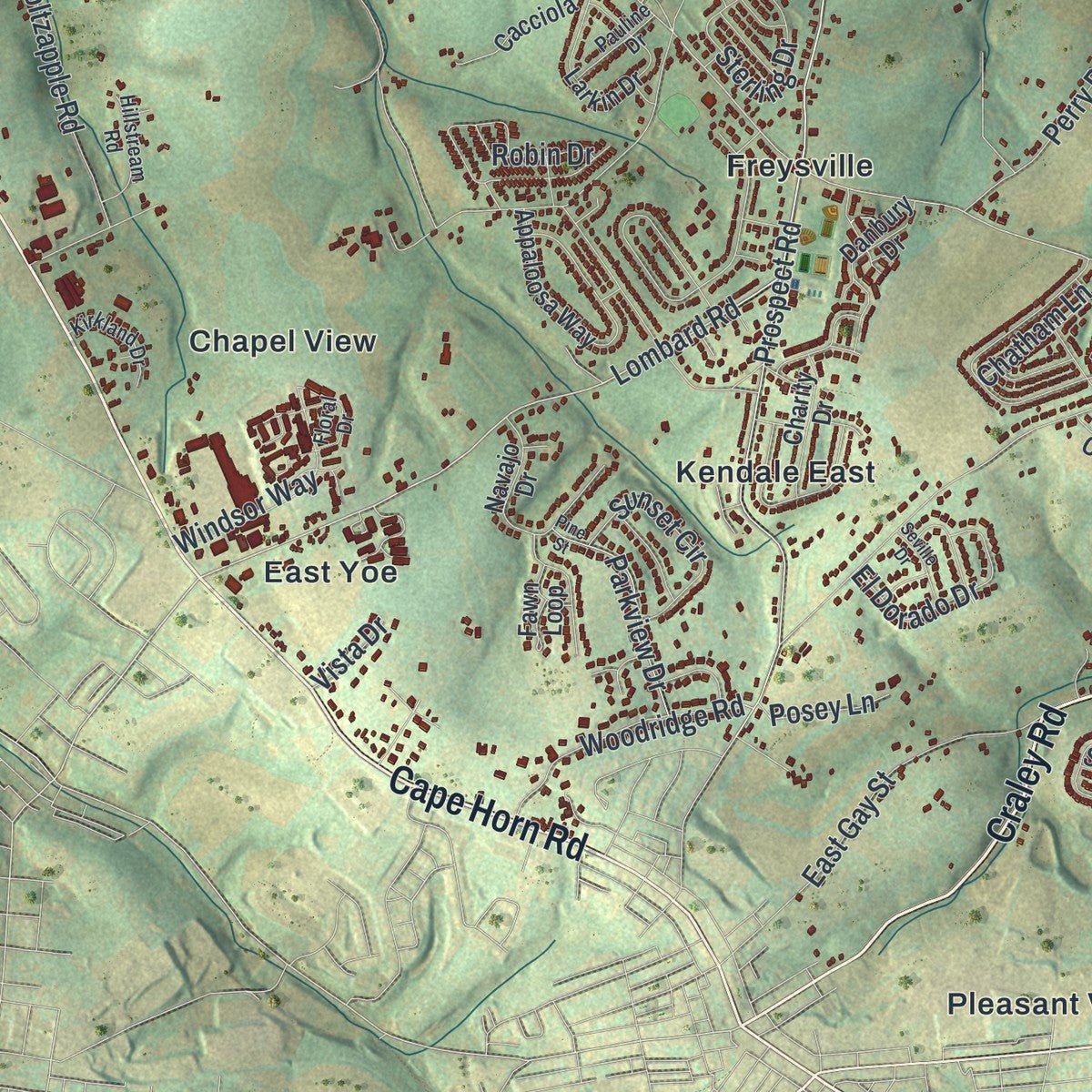 Close-up of the map of Windsor, York County, Pennsylvania print showing street and building detail