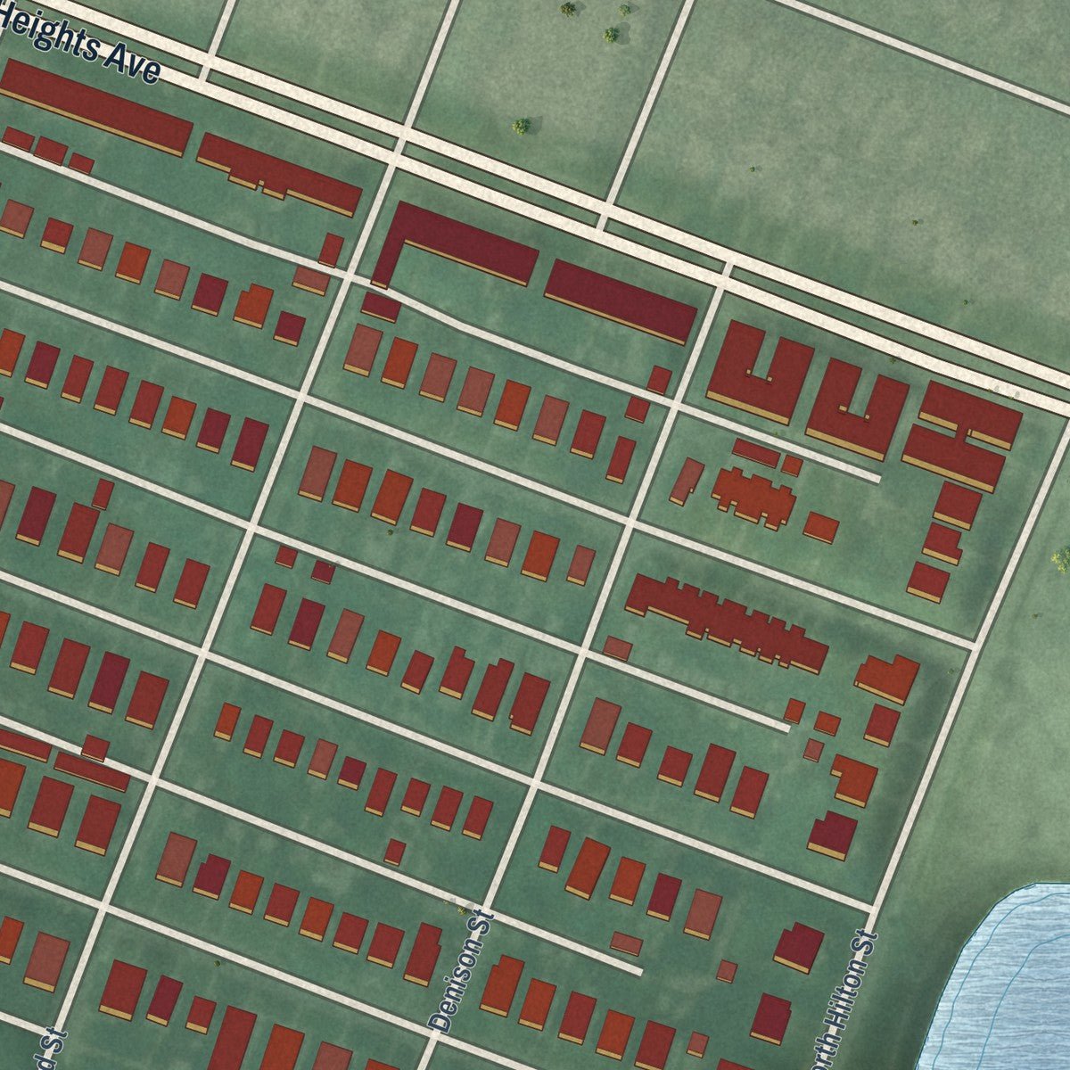 Close-up of the map of Forest Park, Maryland print showing street and building detail