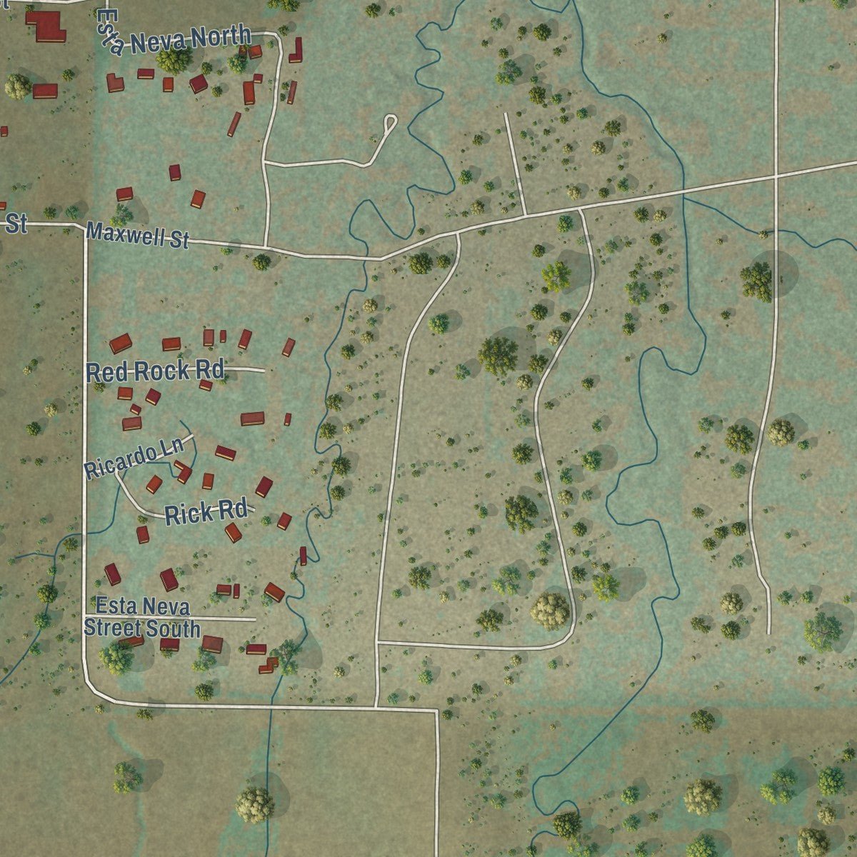 Close-up of the map of Buffalo Gap, Texas print showing street and building detail