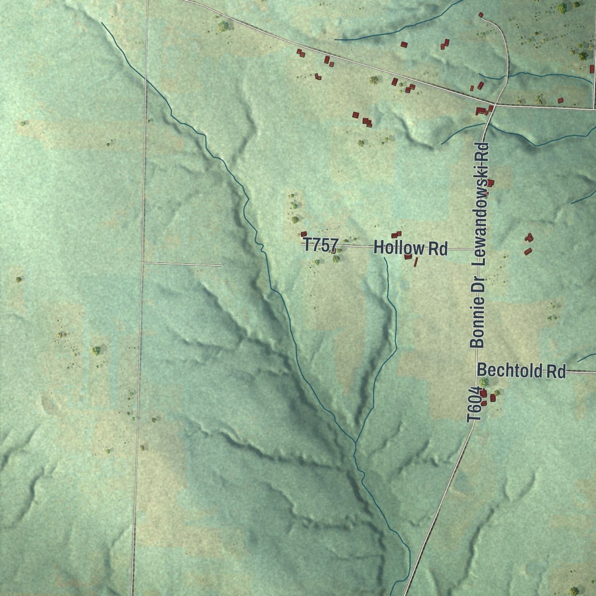 Close-up of the map of Venango, Crawford County, Pennsylvania print showing street and building detail