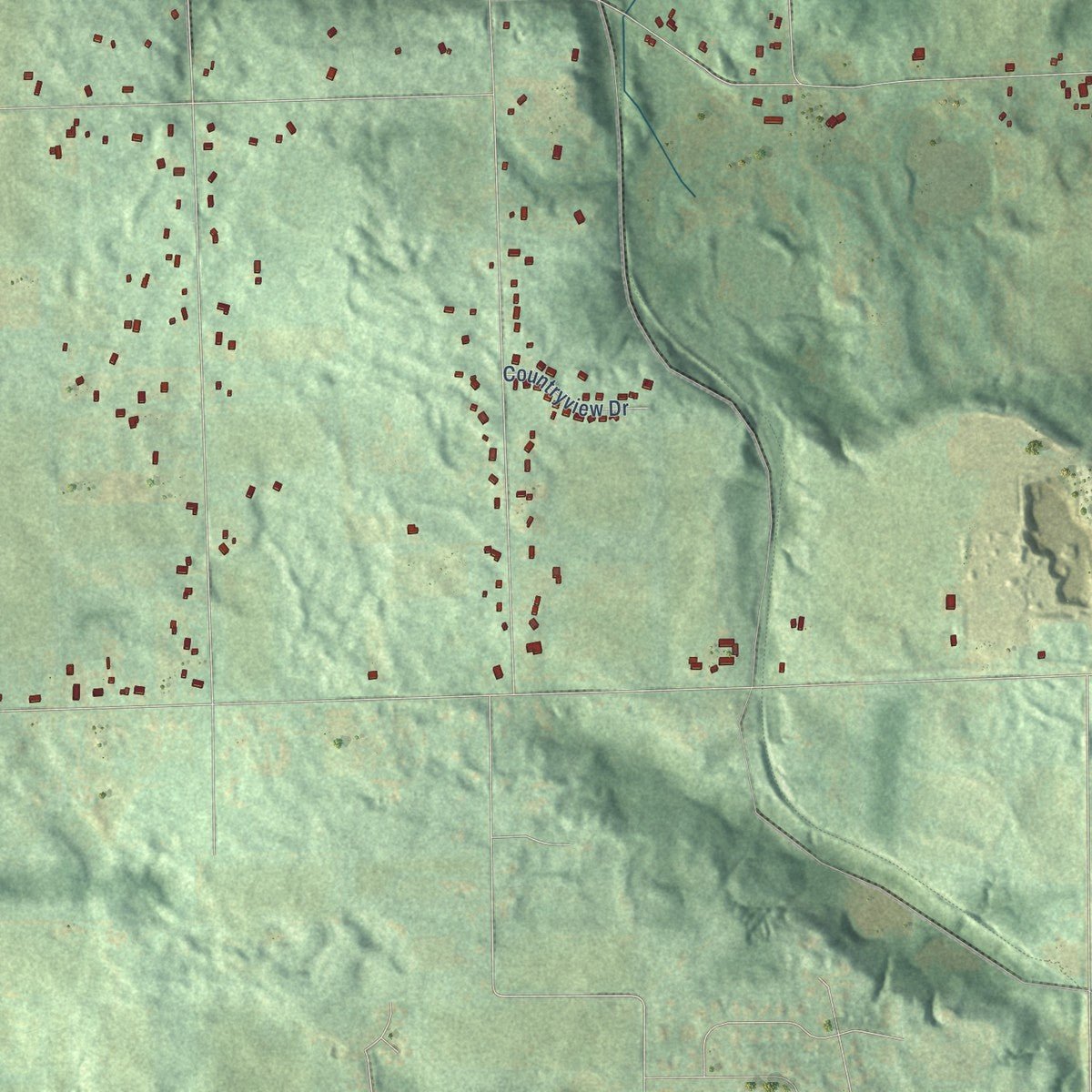 Close-up of the map of Alamo, Michigan print showing street and building detail