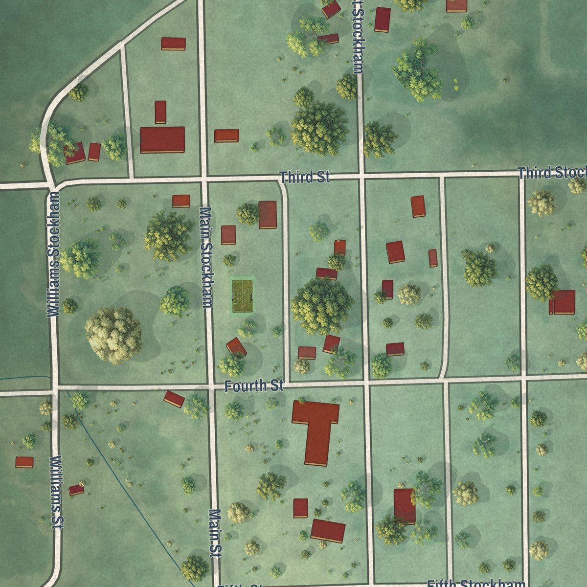 Close-up of the map of Stockham, Nebraska print showing street and building detail