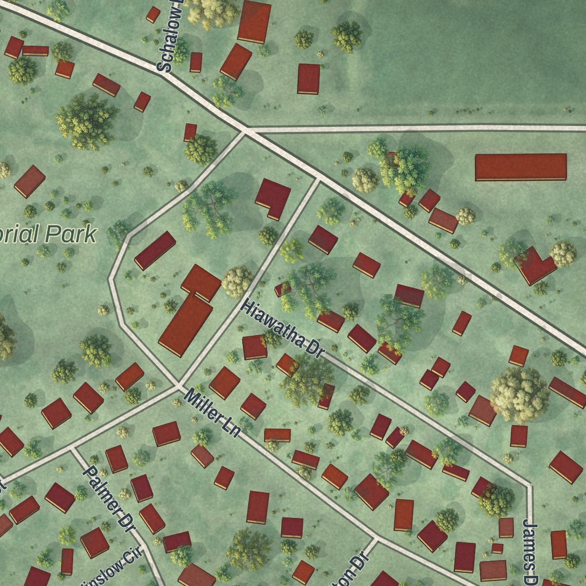 Close-up of the map of St. Clair, Minnesota print showing street and building detail