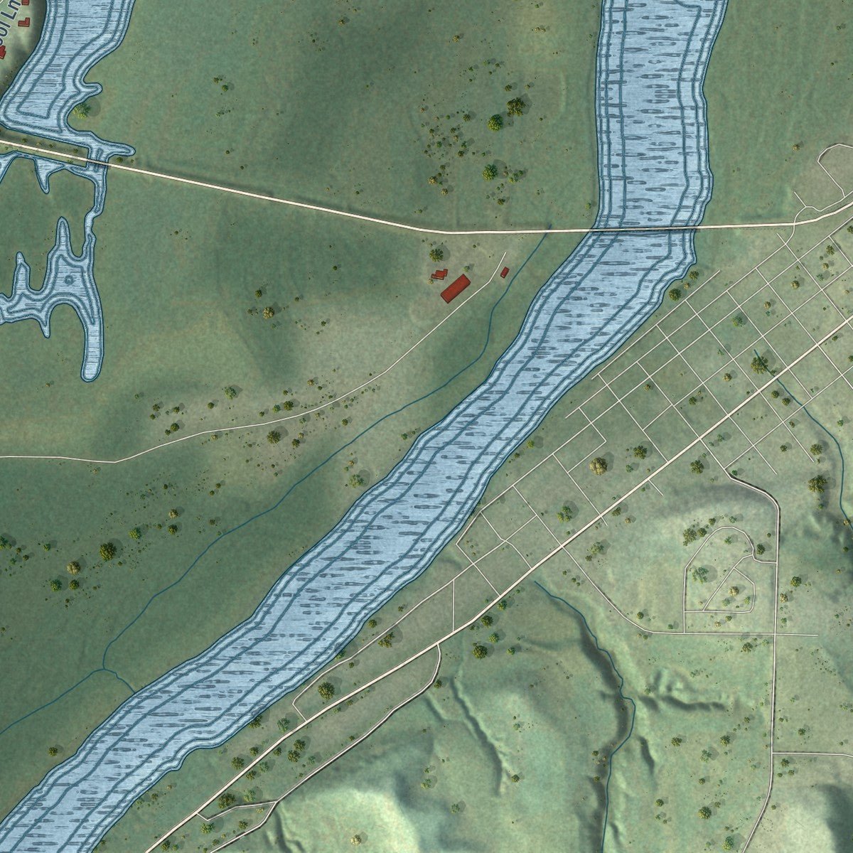 Close-up of the map of Waubeek, Wisconsin print showing street and building detail